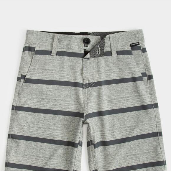 Volcom Frickin Surf N Turf Boys Hybrid Shorts Size 20 (30) Gray Black Stripe - Picture 2 of 6